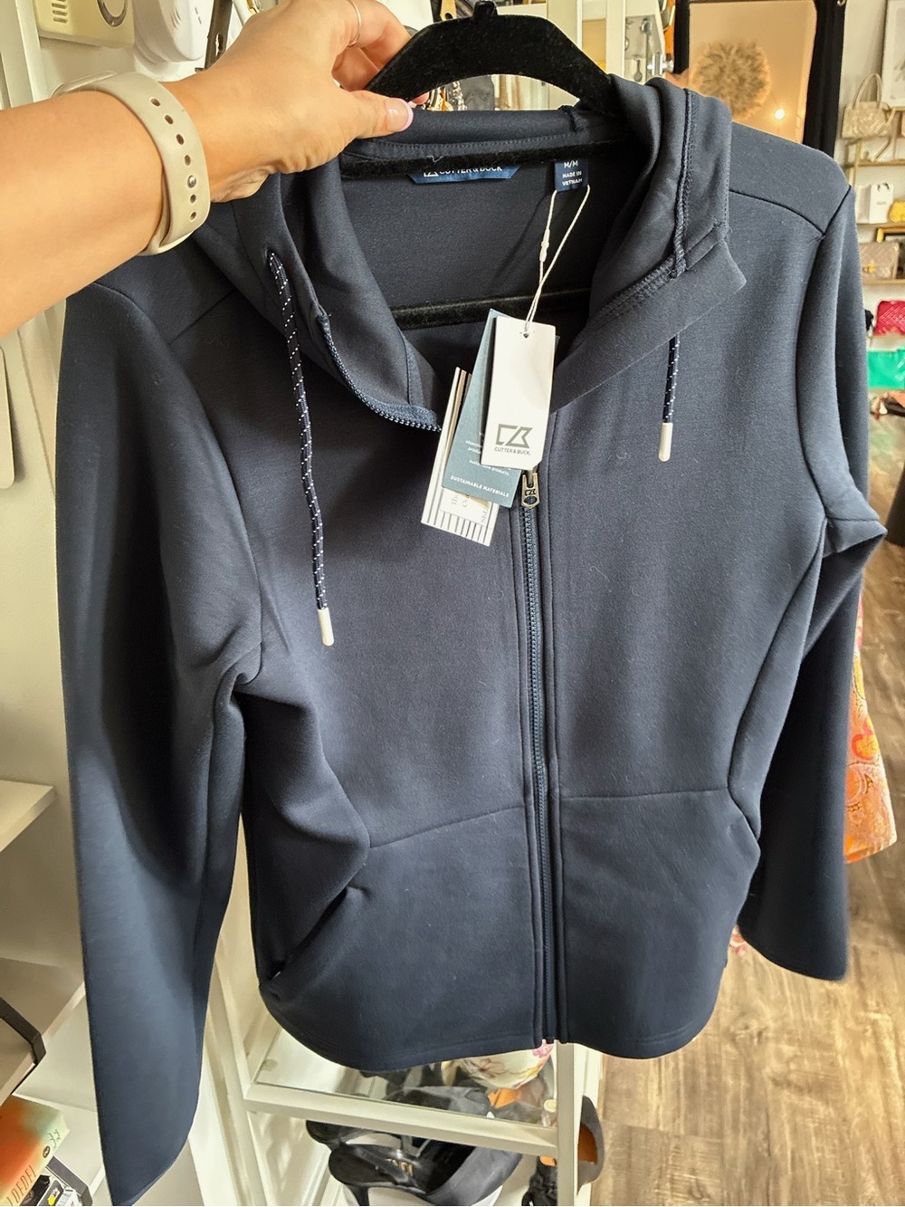 Cutter & Buck roam eco full zip hooded jacket Navy Casual NWT